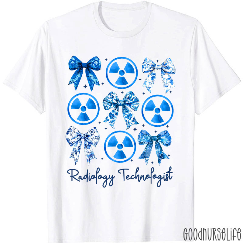 Blue Coquette Bow Radiology Technologist Nurse T-Shirt