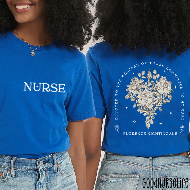 Devoted To The Welfare Of Those Committed To My Care Nurse Two Sided T-Shirt