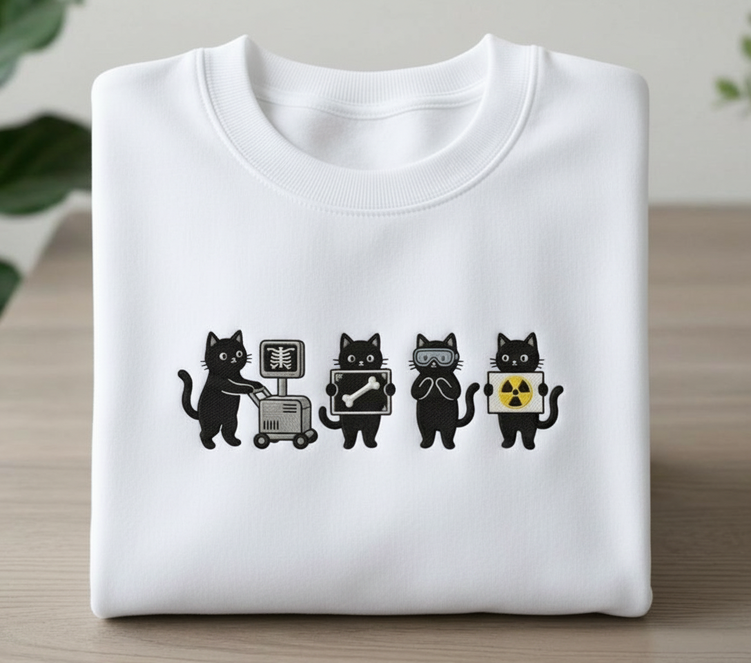 Embroidered Radiologic Technologist Black Cat Sweatshirt