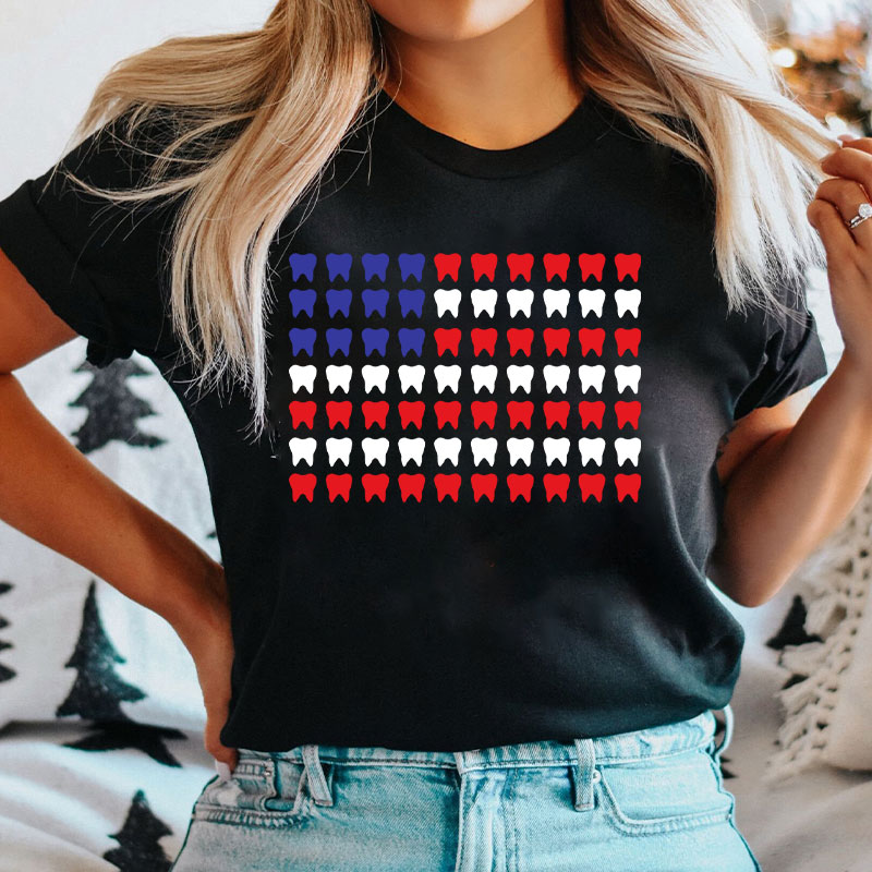 4Th Of July Hygienist Patriotic Tooth T-Shirt