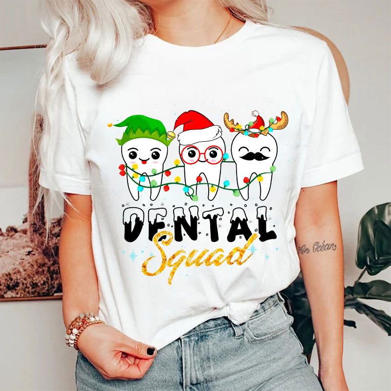 Christmas Dental Squad Cartoon Teeth Nurse T-Shirt