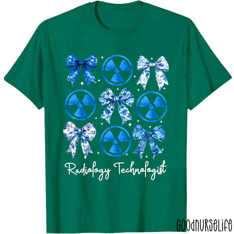 Blue Coquette Bow Radiology Technologist Nurse T-Shirt