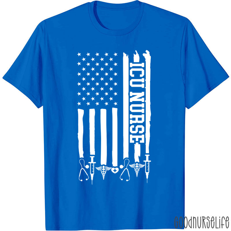 Personalized American Flag Department Nurse T-Shirt