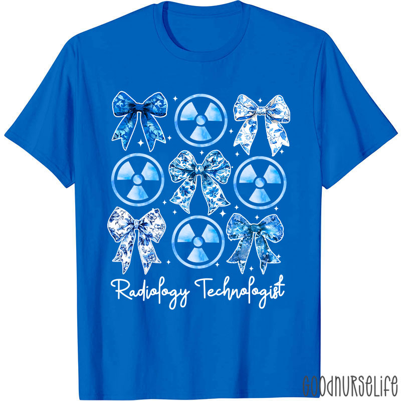 Blue Coquette Bow Radiology Technologist Nurse T-Shirt