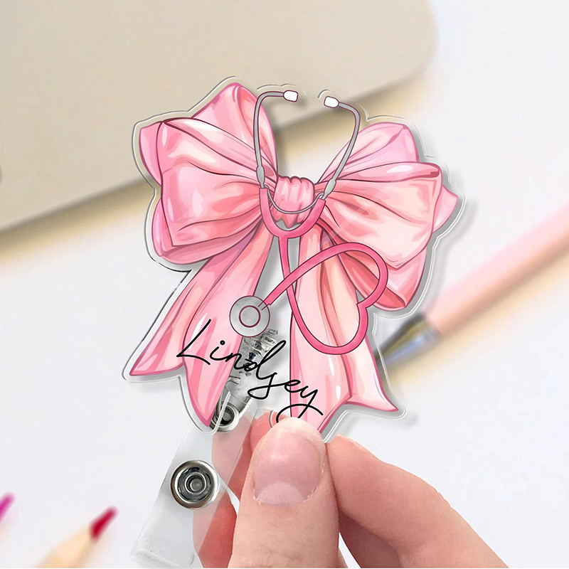 Personalized Stethoscope Bow Nurse Life Nurse Badge Reel