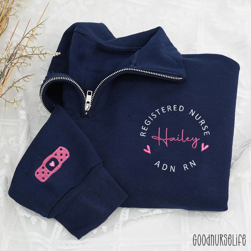 Personalized Embroidered Icons Nurse Quarter Zip Sweatshirt