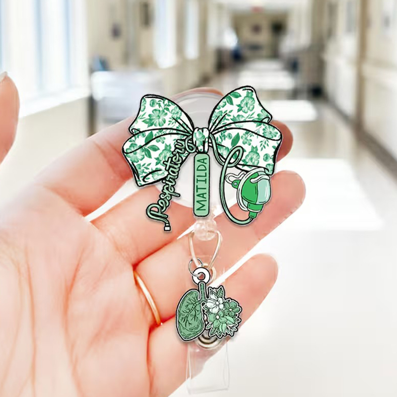 Personalized Floral Respiratory Therapist Coquette Badge Reel Badge Reel