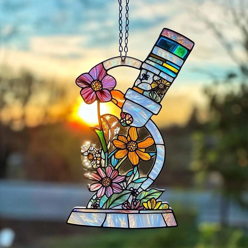 Personalized Floral Microscope Suncatcher