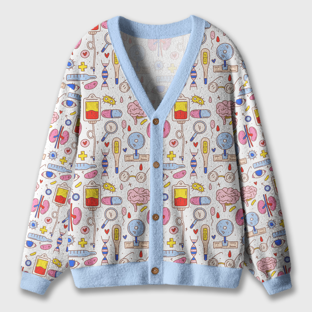 Cute Medical Icons Nurse Ugly Cardigan Sweaters