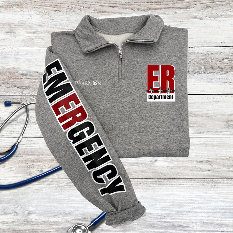 Personalized Emergency Department Emergency Room Quarter Zip Sweatshirt