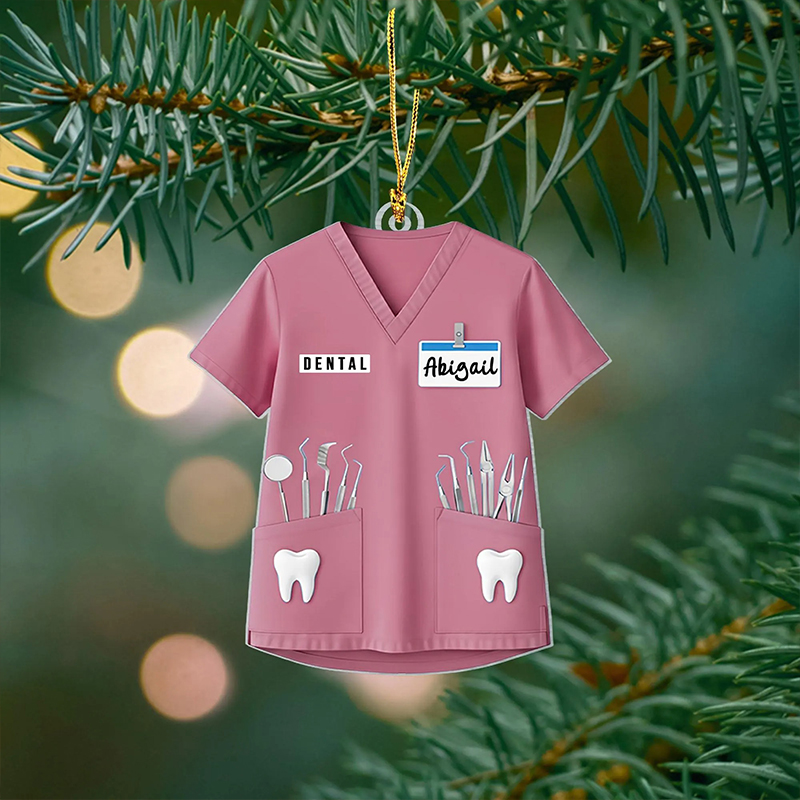 Personalized Dental Christmas 2D Flat  Acrylic Christmas Ornament