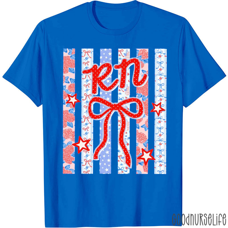 Personalized Striped Floral Nurse T-Shirt