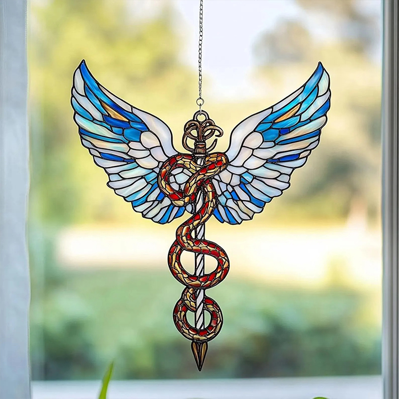 Personalized Caduceus Suncatcher