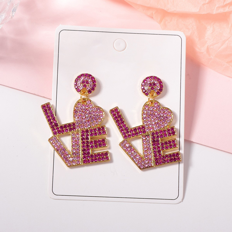 LOVE With Zircon Nurse Metal Earrings