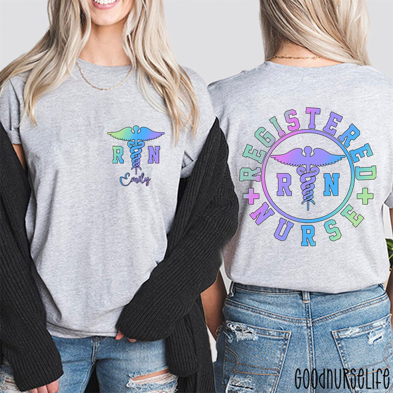 Personalized Name Registered Nurse Two Sided T-Shirt