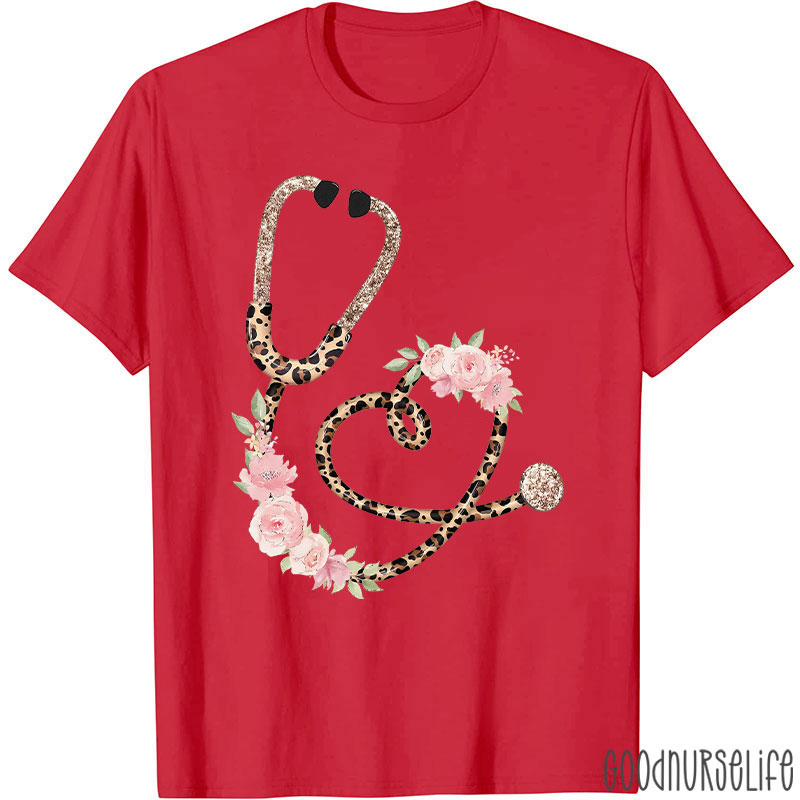 Nurse Leopard Stethoscope Nurse T-Shirt