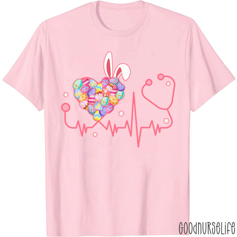 Easter Heart Bunny Stethoscope Nurse T-Shirt