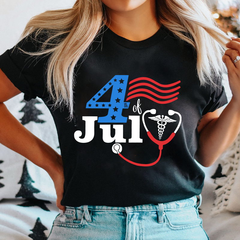 Happy Independence Day The Fourth Of July Nurse T-Shirt