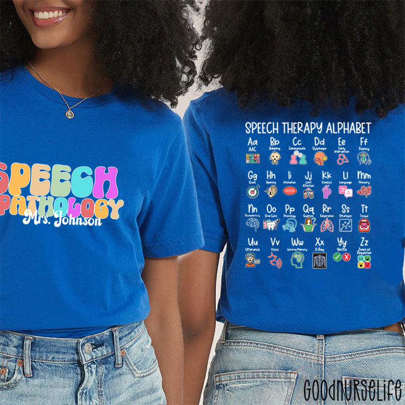 Personalized Name Speech Therapy Alphabet Two Sided T-Shirt
