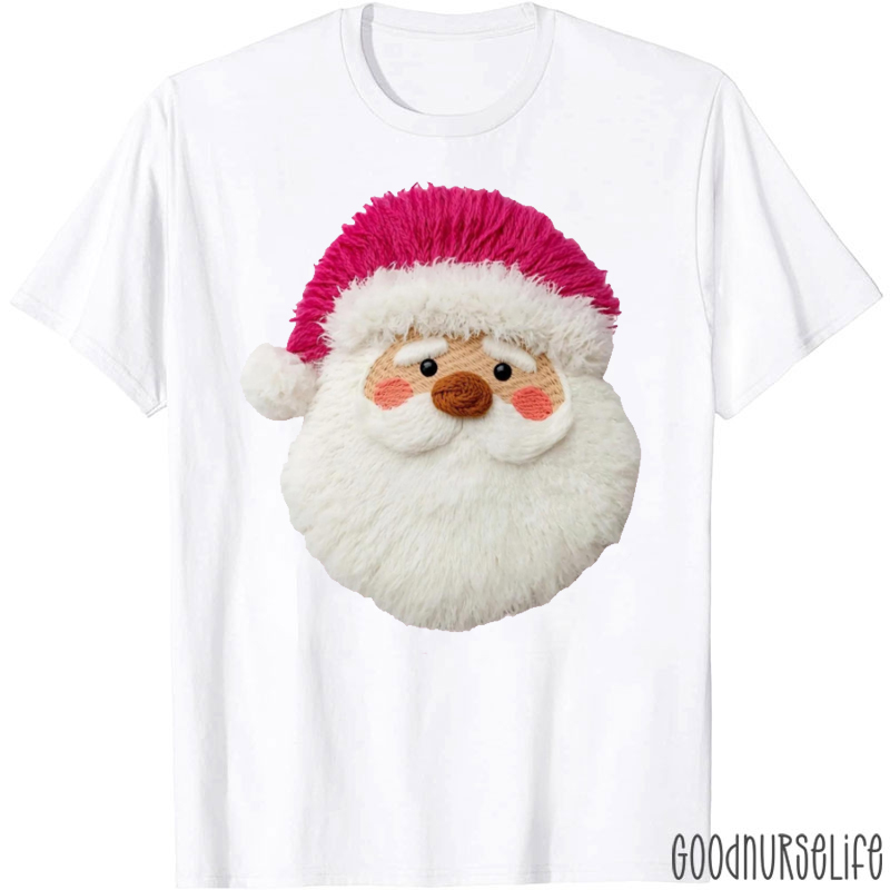Faux Yarn Santa Pink Hat Nurse T-shirt