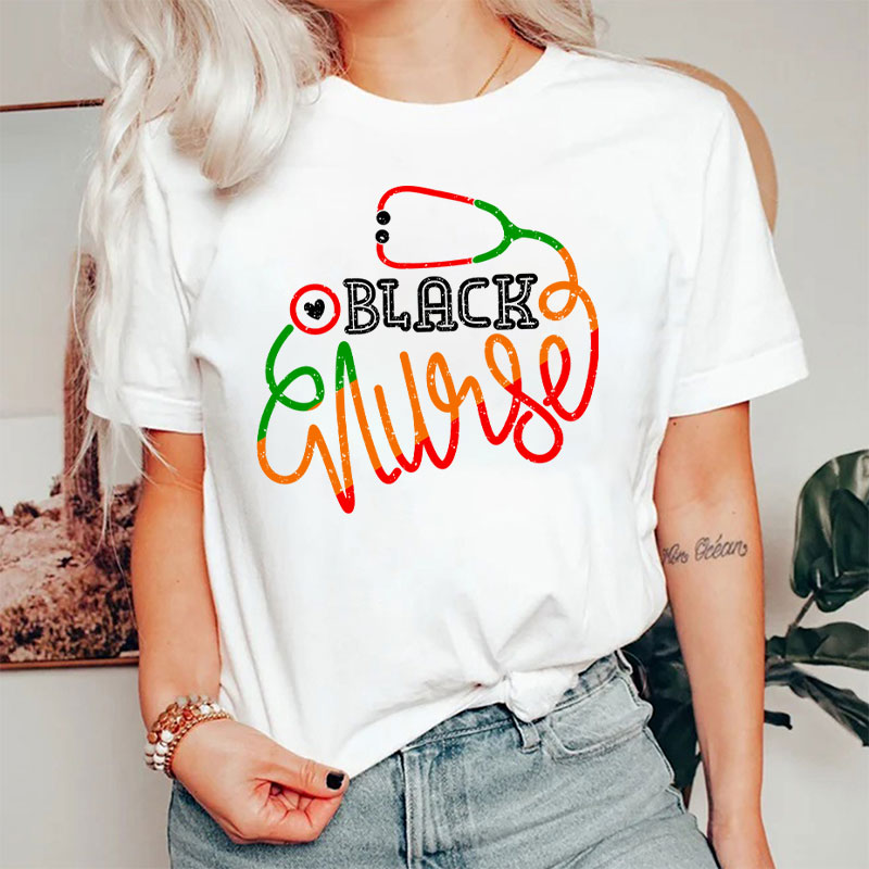 Stethocope Black Nurse T-Shirt