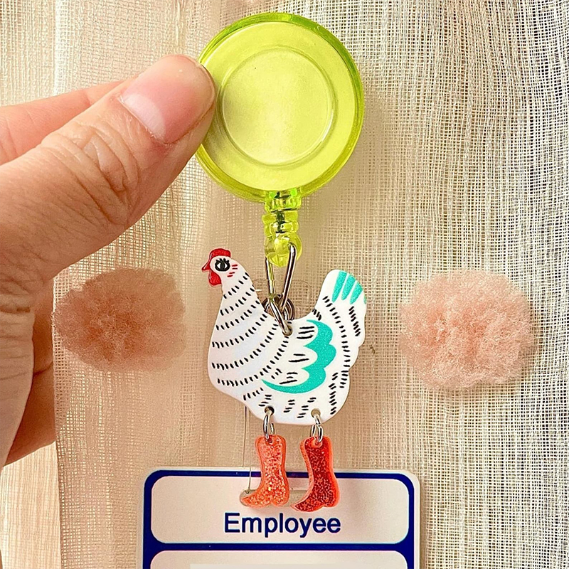 Chicken Cowboy Boots Badge Reel
