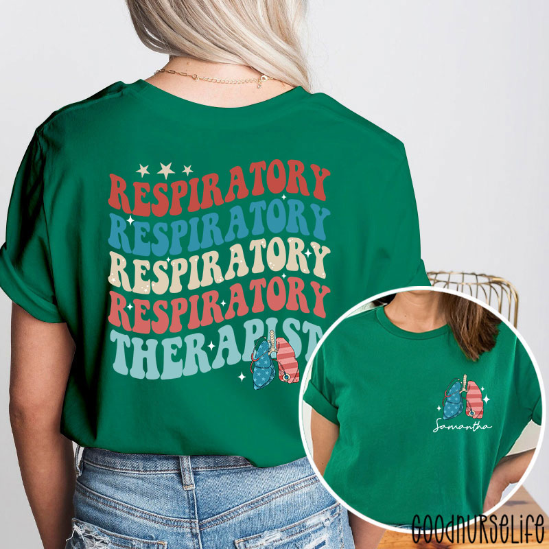 Personalized 4th July Respiratory Therapist Two Sided T-Shirt