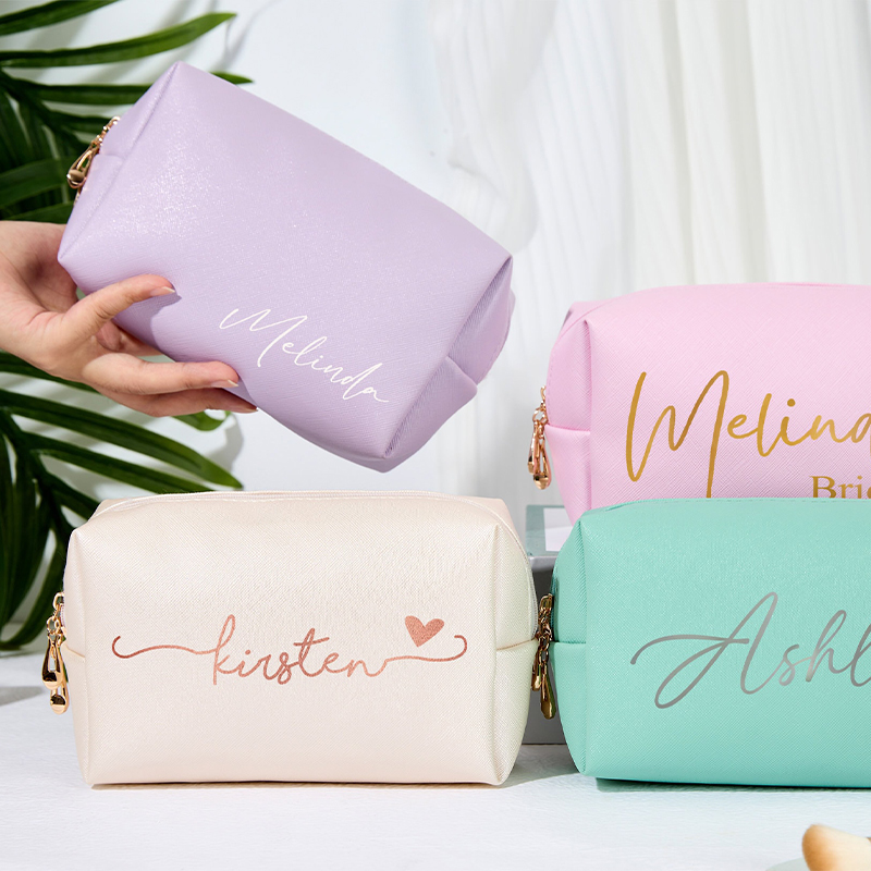 Personalized Leather Toiletry Makeup Bag