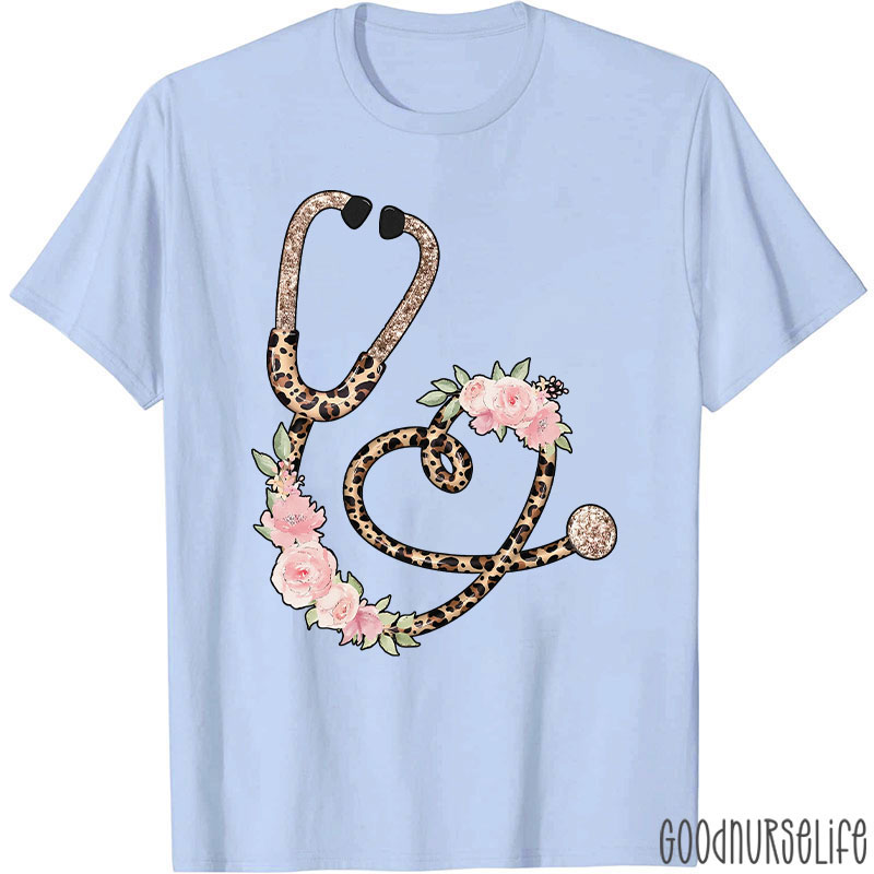 Nurse Leopard Stethoscope Nurse T-Shirt