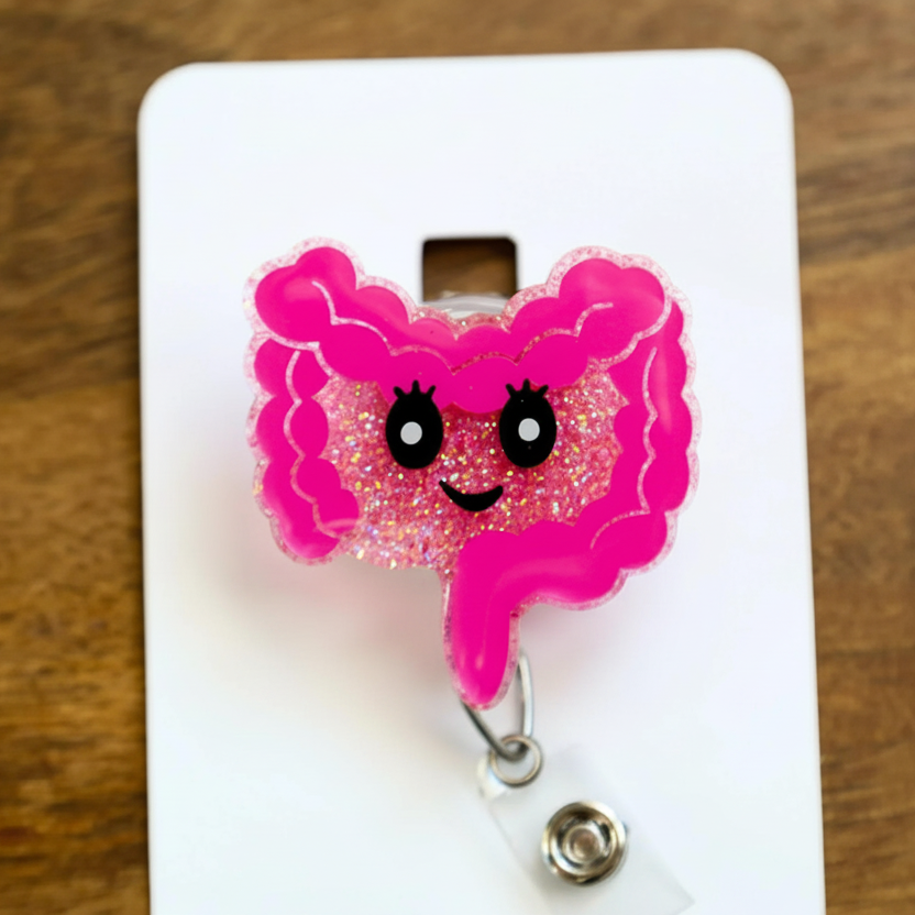 Pink Intestines Badge Reel
