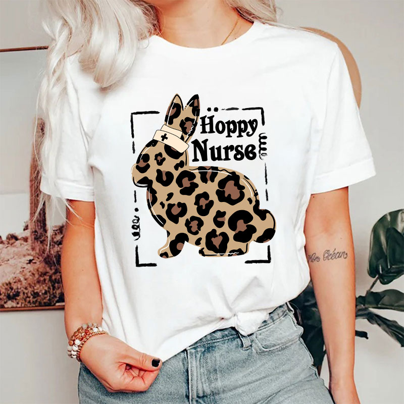 Hoppy Nurse Leopard Print Nurse T-Shirt