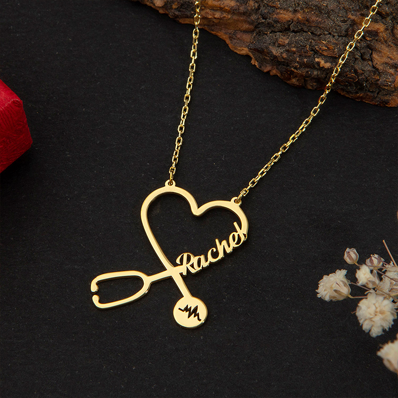 Personalized Name Stethoscope Nurse Necklace