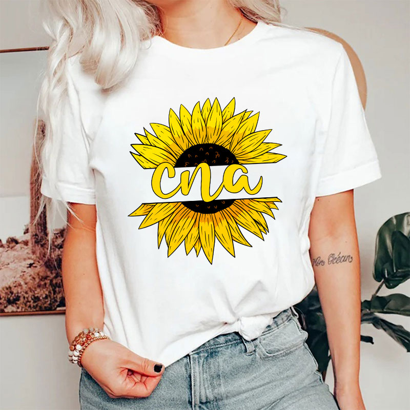 Personalized Job Title Sunflower Nurse T-Shirt