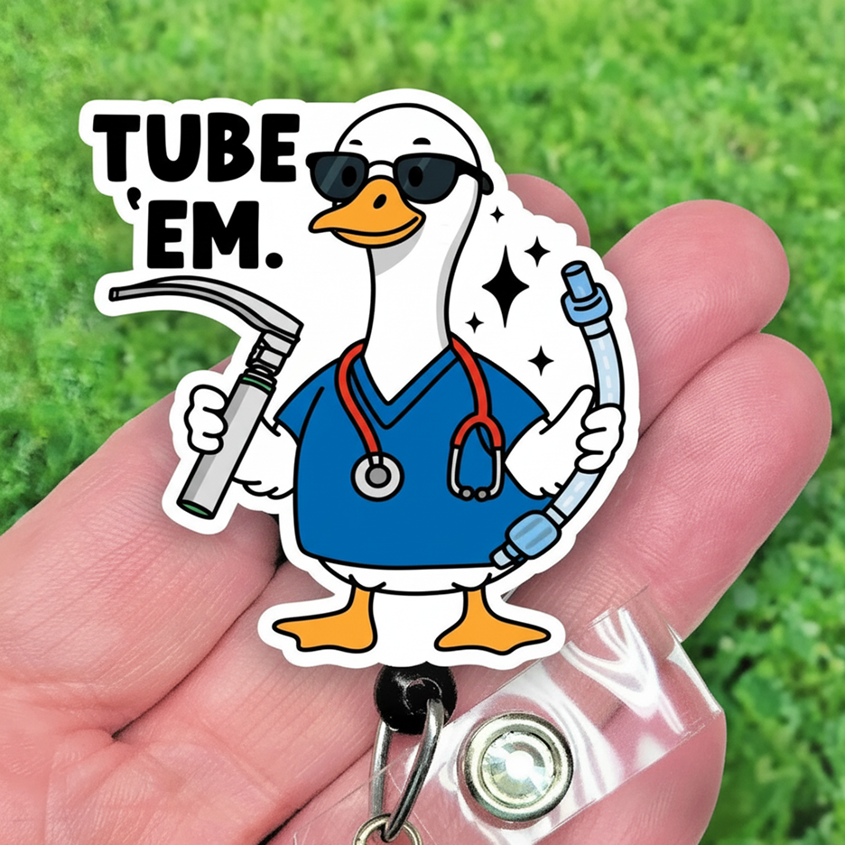 Tube 'Em Silly Goose Badge Reel