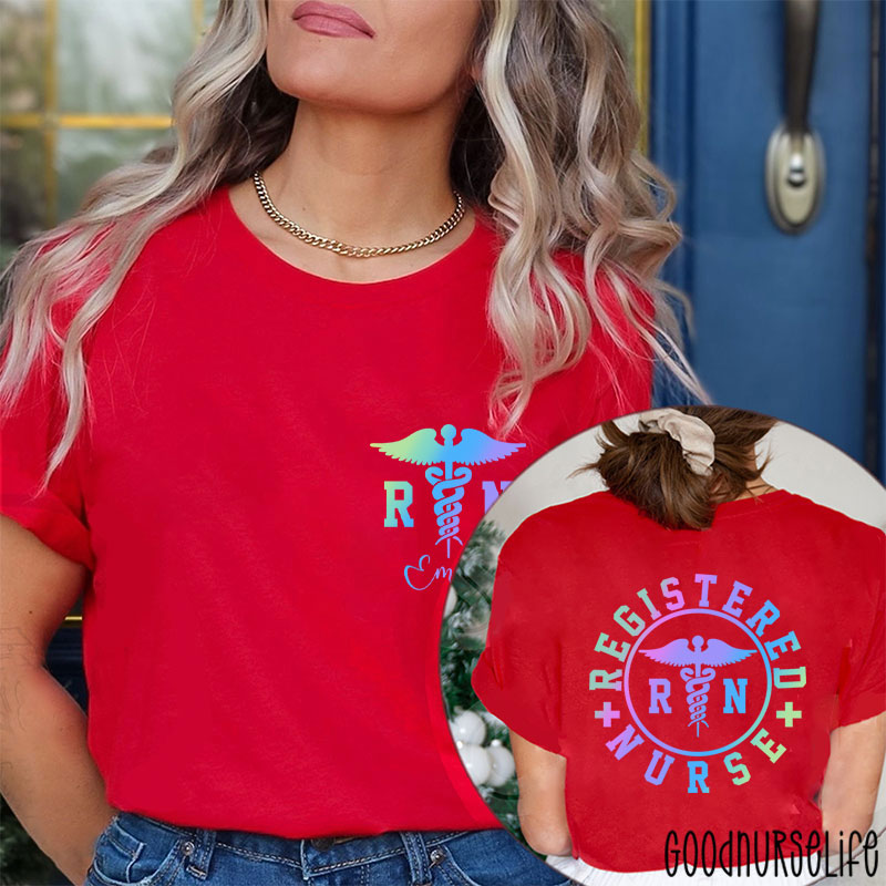 Personalized Name Registered Nurse Two Sided T-Shirt