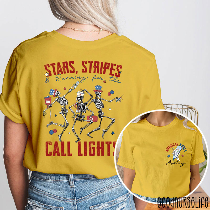 Personalized Stars Stripes & Running For The Call Lights Two Sided T-Shirt