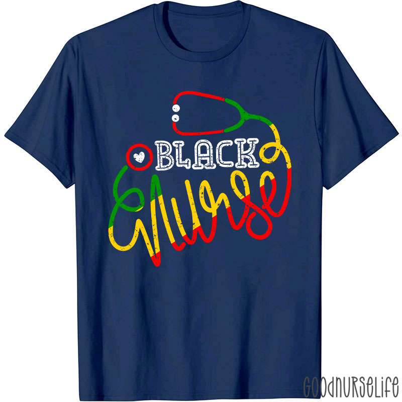 Stethocope Black Nurse T-Shirt