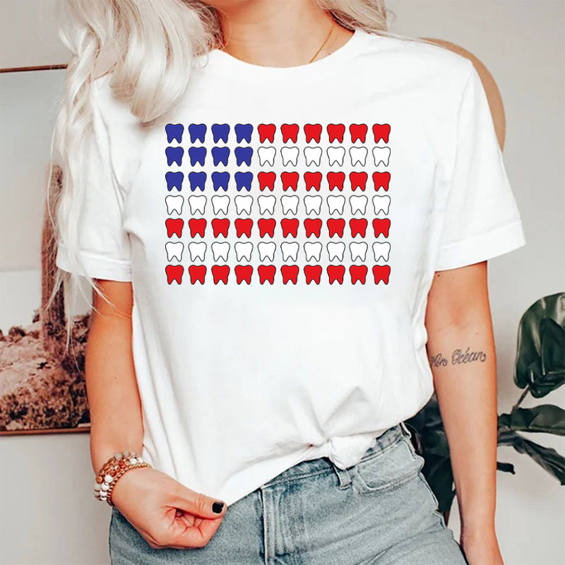 4Th Of July Hygienist Patriotic Tooth T-Shirt