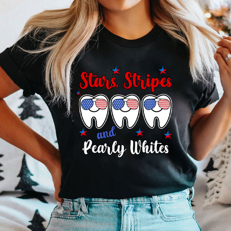 Stars Stripes And Pearly Whites Dental T-Shirt