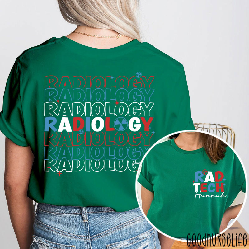 Personalized 4th July Rad Tech Radiology Technologist Two Sided T-Shirt