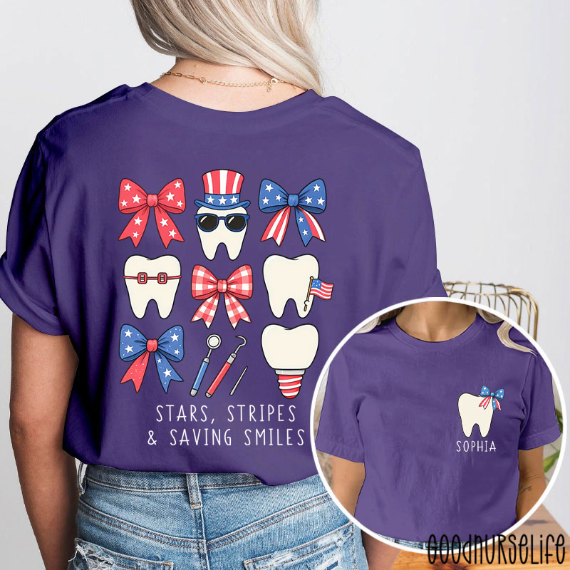 Personalized Stars Stripes & Saving Smiles Two Sided T-Shirt