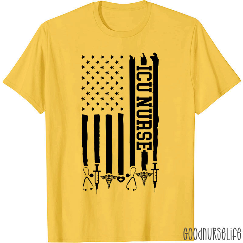 Personalized American Flag Department Nurse T-Shirt