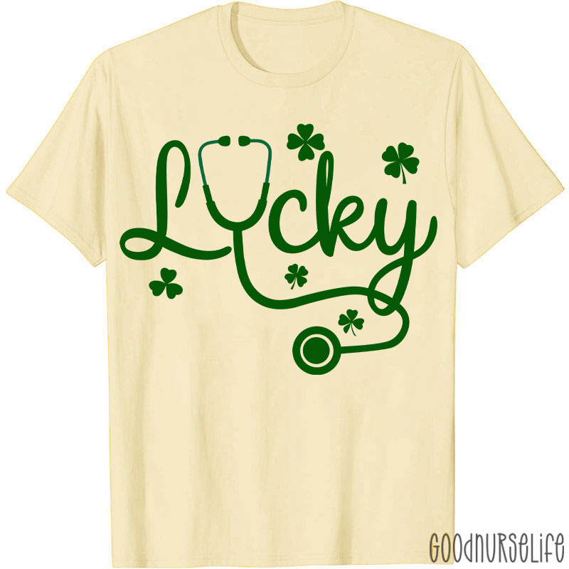 Lucky Stethoscope Four Leaf Clover Nurse T-Shirt