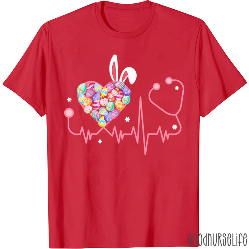 Easter Heart Bunny Stethoscope Nurse T-Shirt