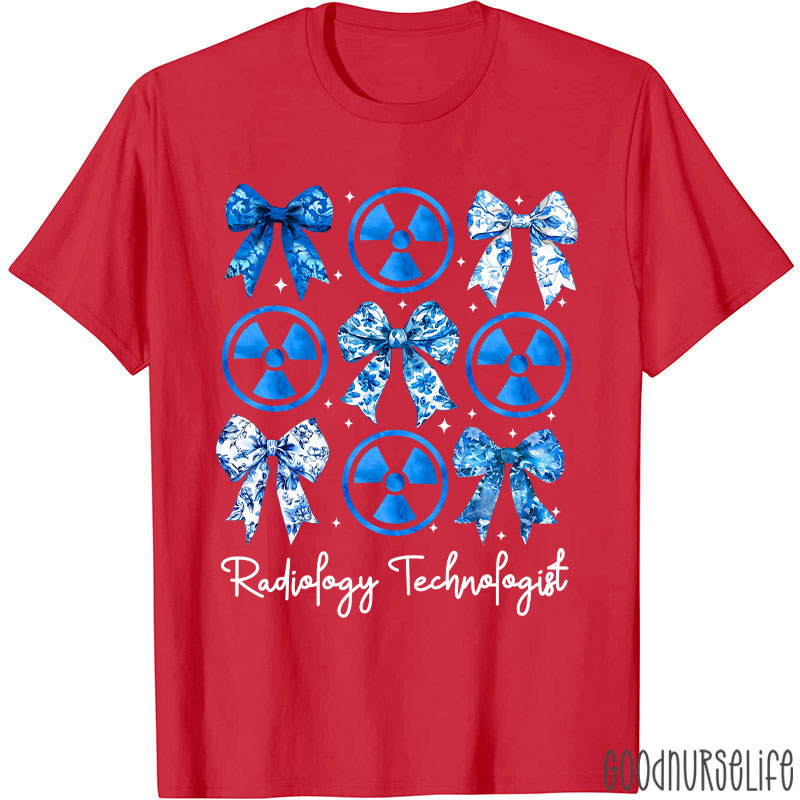 Blue Coquette Bow Radiology Technologist Nurse T-Shirt