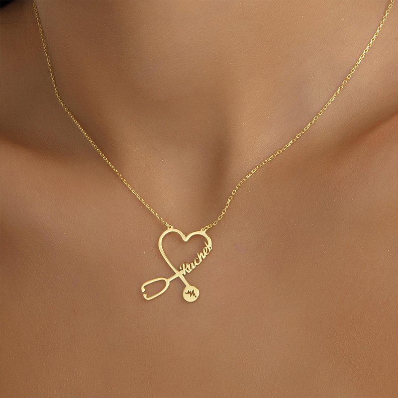 Personalized Name Stethoscope Nurse Necklace