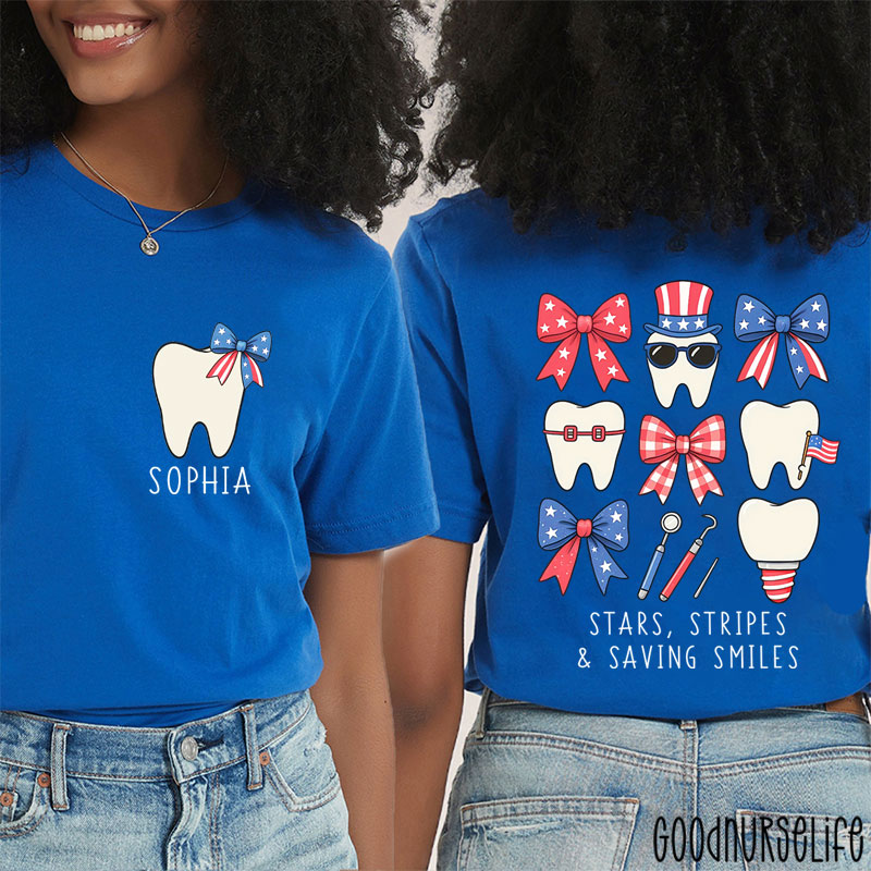 Personalized Stars Stripes & Saving Smiles Two Sided T-Shirt