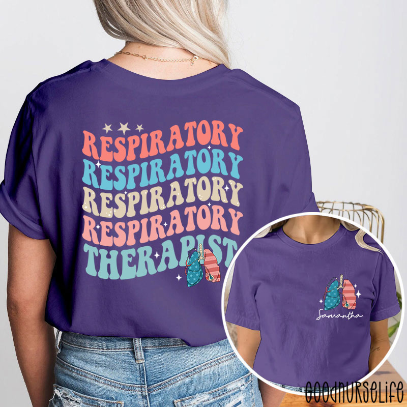 Personalized 4th July Respiratory Therapist Two Sided T-Shirt