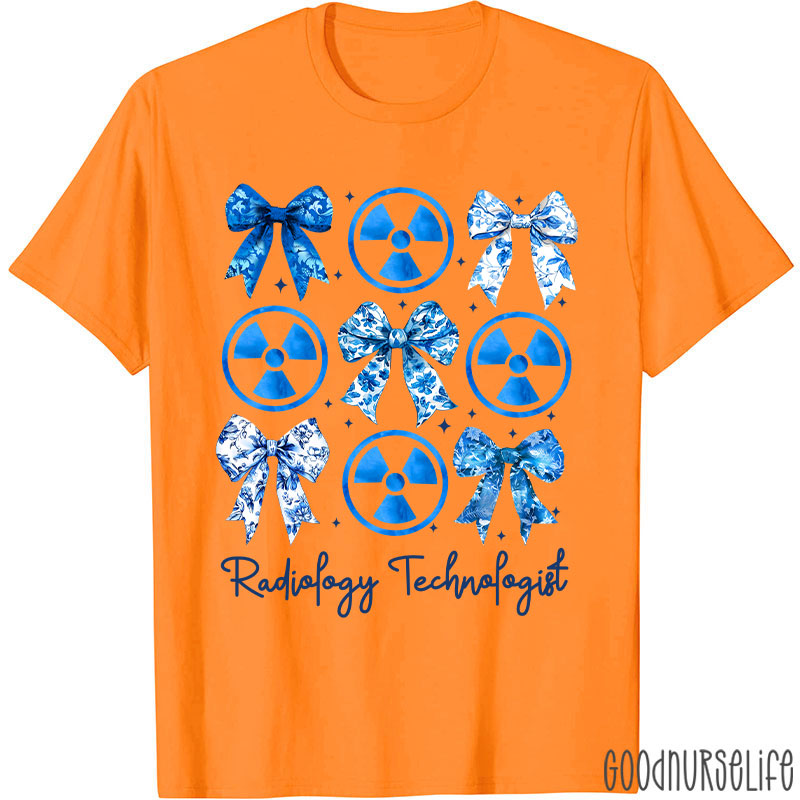 Blue Coquette Bow Radiology Technologist Nurse T-Shirt