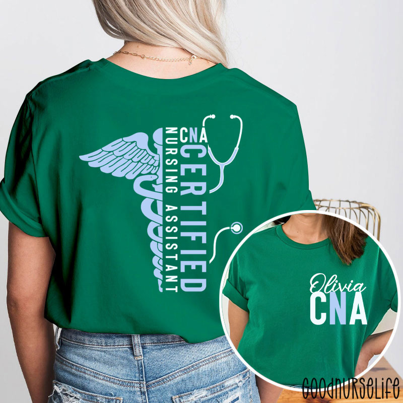 Personalized Name CNA Certified Nursing Assistant Nurse Two Sided T-Shirt